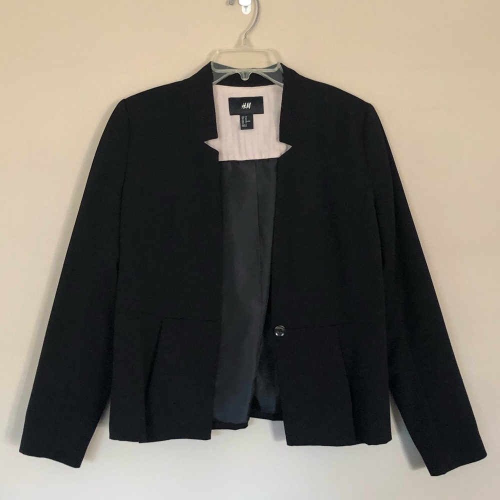 H&M Black Women's Open Front Blazer Jacket
